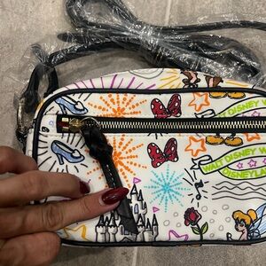 Disney White and Black Crossbody Bag with Colorful Graphics